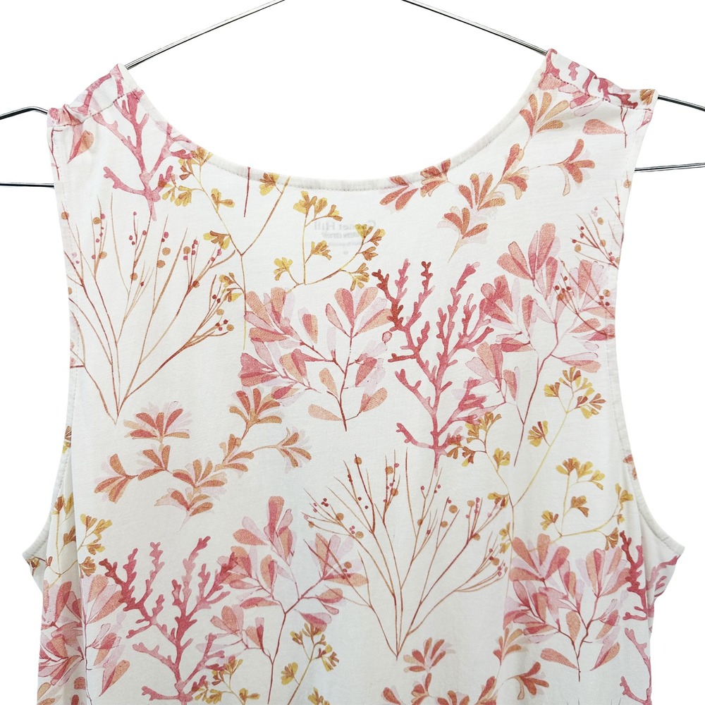 GARNET HILL Cotton Tencel Floral Twist Front Sundress • Medium • white pink boho - Picture 5 of 9